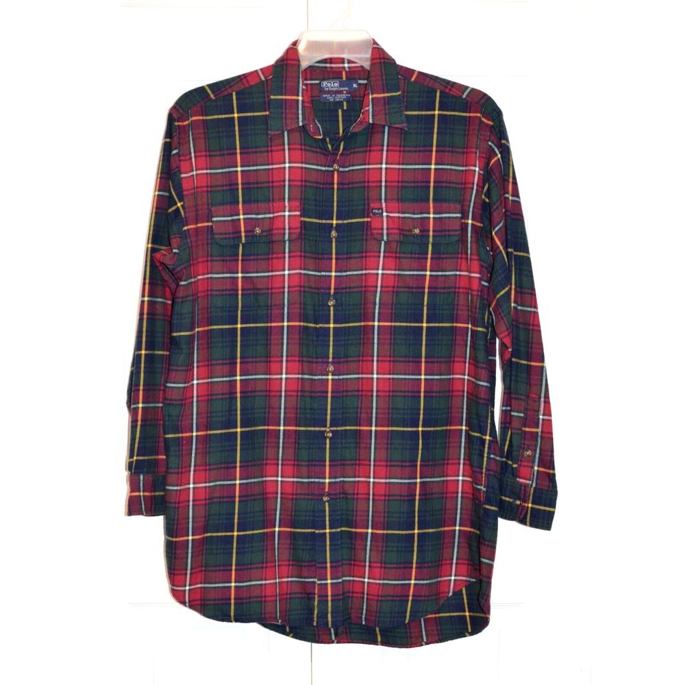 Polo Ralph Lauren Red Plaid Long Sleeve Shirt Men's XL Button Front
